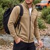 Men's Long Sleeve Jacket with Stand Collar and Zipper Pockets for Outdoor Casual Wear in Fall Winter