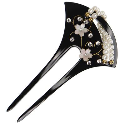 [TOuWA] Kanzashi (Japanese Hair Ornament), Fan-shaped, Two-pronged, for Kimono, Formal Kimono, Yukata, Hakama, Furisode, Graduation Ceremony,