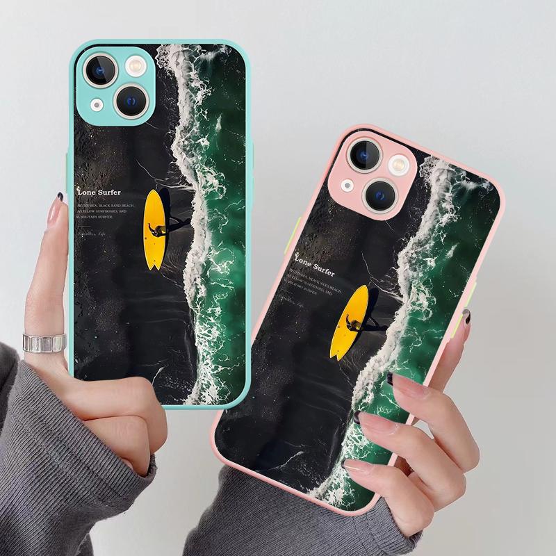 INS Lone Surfer Mobile Phone Case For iPhone 16 15 11 12 14 13 Pro Max Mini X Xs XSMax XR 7 8 Plus SE4 16e Silica Covers Fundas