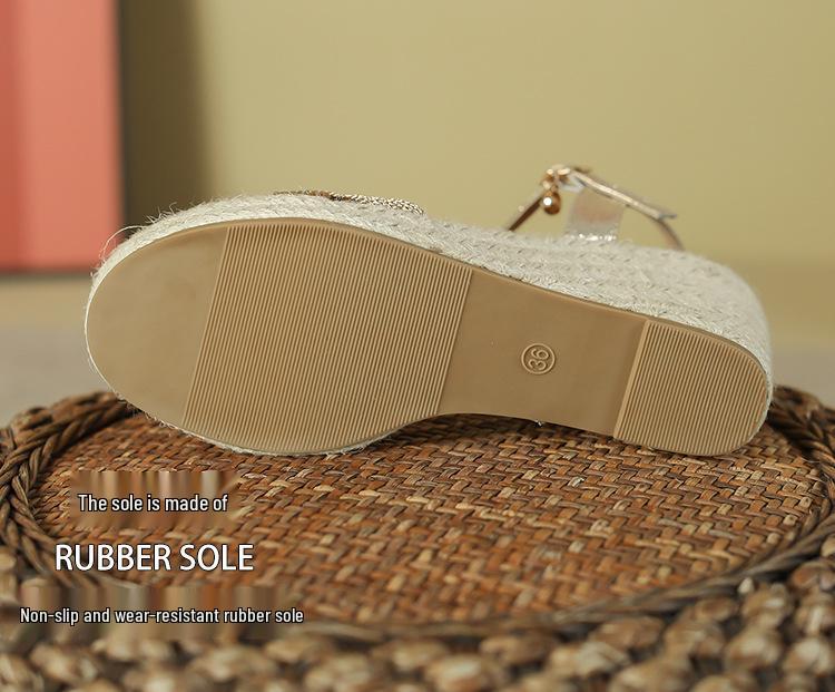 Women's Cross-Border Wedge Sandals - High Heel, Thick Platform, Casual Outdoor, Hemp Braid Fisherman Style