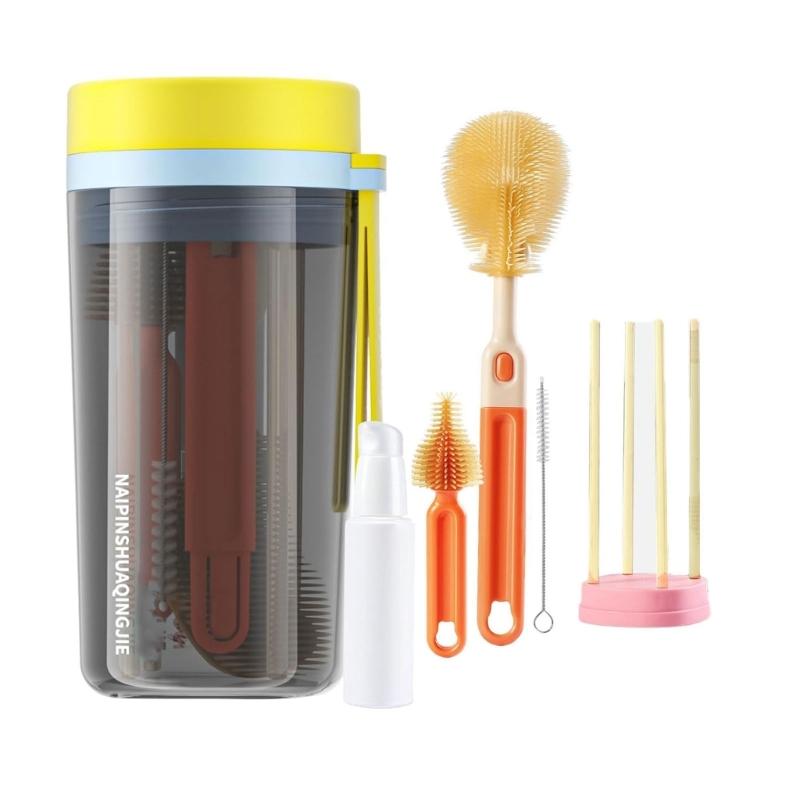 

Infant Bottle Brush set With Accessories Complete Travel Bottle Washing Set Bottle Cleaning Brushes for Babies 1 жёлтый