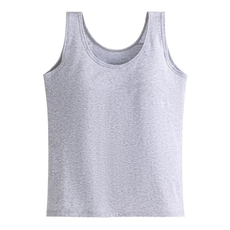 Pure Cotton Sling Vest with Chest Pad, Women's Versatile Inner and Outer Bottoming Top, Solid Color Simple Sleeveless Vest