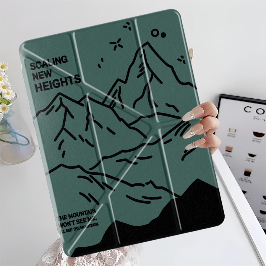 Snow Mountain Art Y-Fold Holder Cover Tablet Case For iPad Pro 11th 10th 9th 8th 7th 12.9inch Pro 2025 Mini 6 7 Air 4 5 M3 M2 1