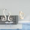 Porcelain Swan Couple Figurine Artistic Animal Sculpture Resin for Living Room Bedroom Desk Cabinet