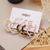 1 Set Cercei Hoop Formă Rotundă Bijuterii cu Strasuri Geometrie Perle Faux Cercei Cerc Femei