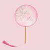 Double-Sided Classical Fan, Ancient Style Semi-Transparent Round Fan with Tassels, Women's Ancient Costume Hanfu Cheongsam Silk Fan