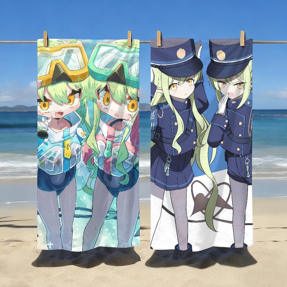 Game Tachibana Twins B-Blue A-Archive Towel Sports Quick Dry Travel Camping Gear Sandproof Soft Light Large Beach Towel
