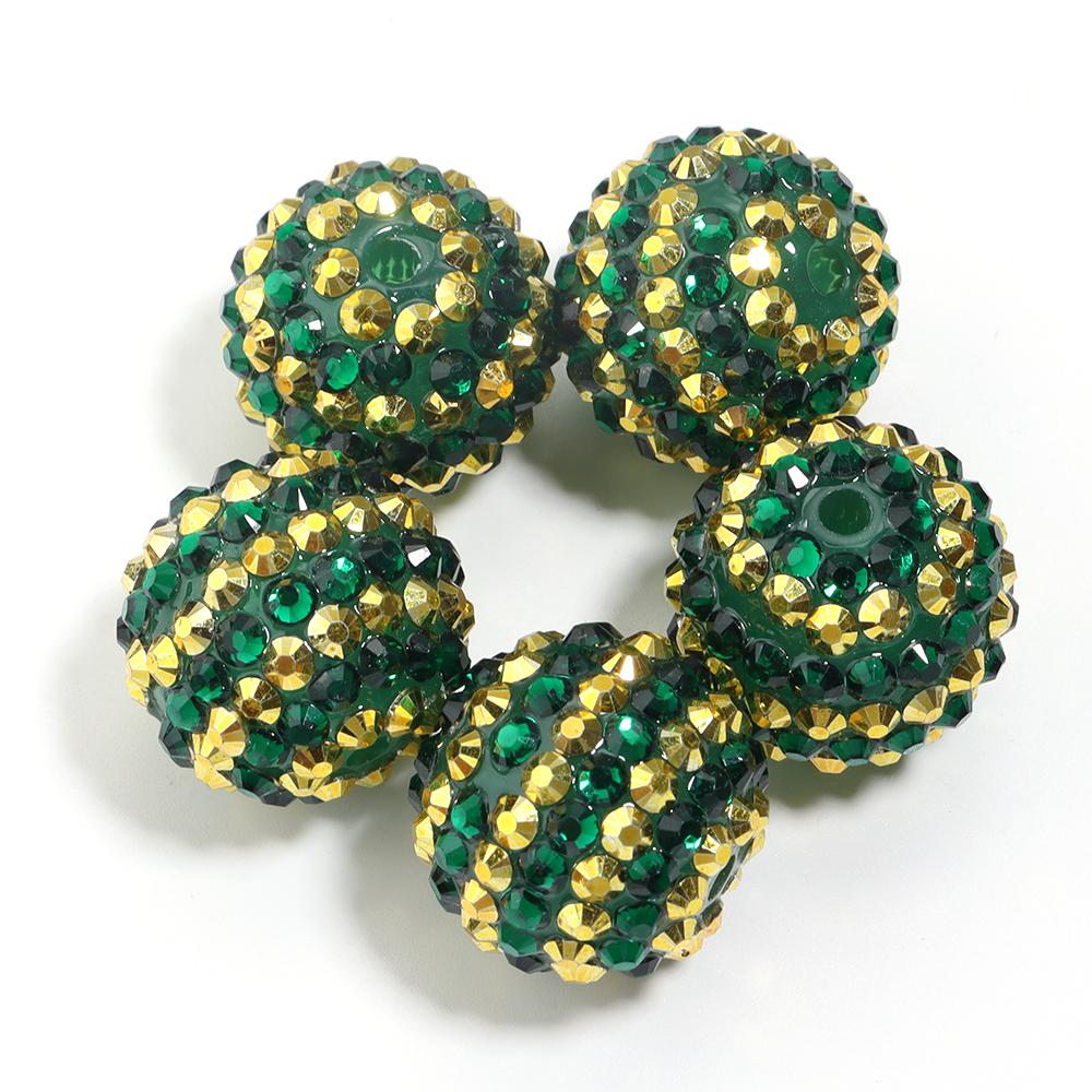 5pcs 20mm Rhinestone Resin Ball Beads Colorful Stripe Round Loose Beads For Jewelry Making DIY Bracelets Phone Chain Keychain