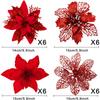 8/16/24Pcs Christmas Decoration Glitter Artifical Flowers Christmas Tree Decorations for Home Decor New Year Decoration Navidad