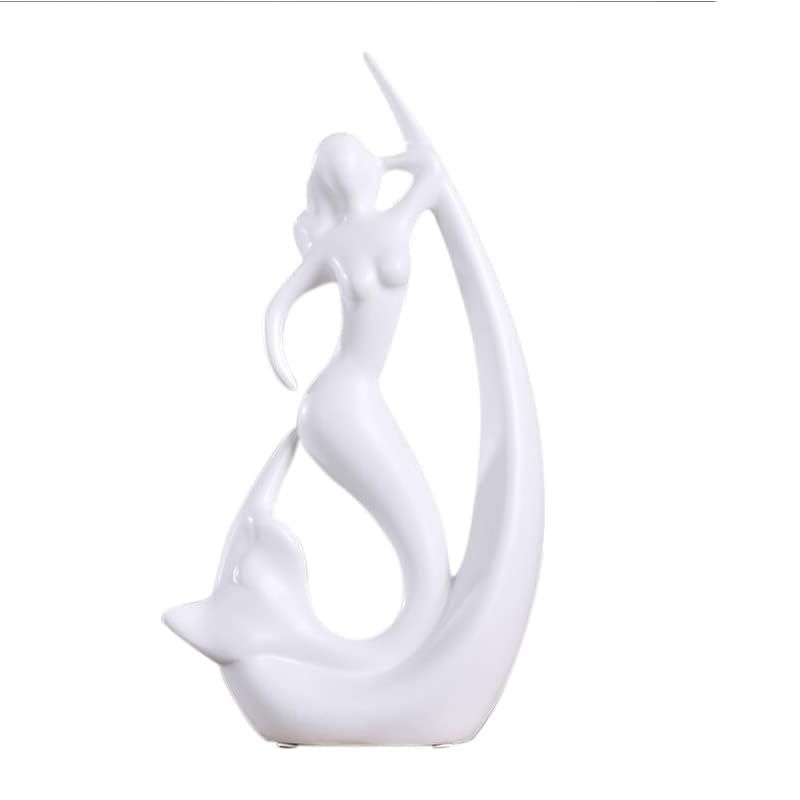 Mermaid Shape Ceramic Home Decor Figurine| Office or Living Room Showpiece Artifact for TV Unit Centre Table |