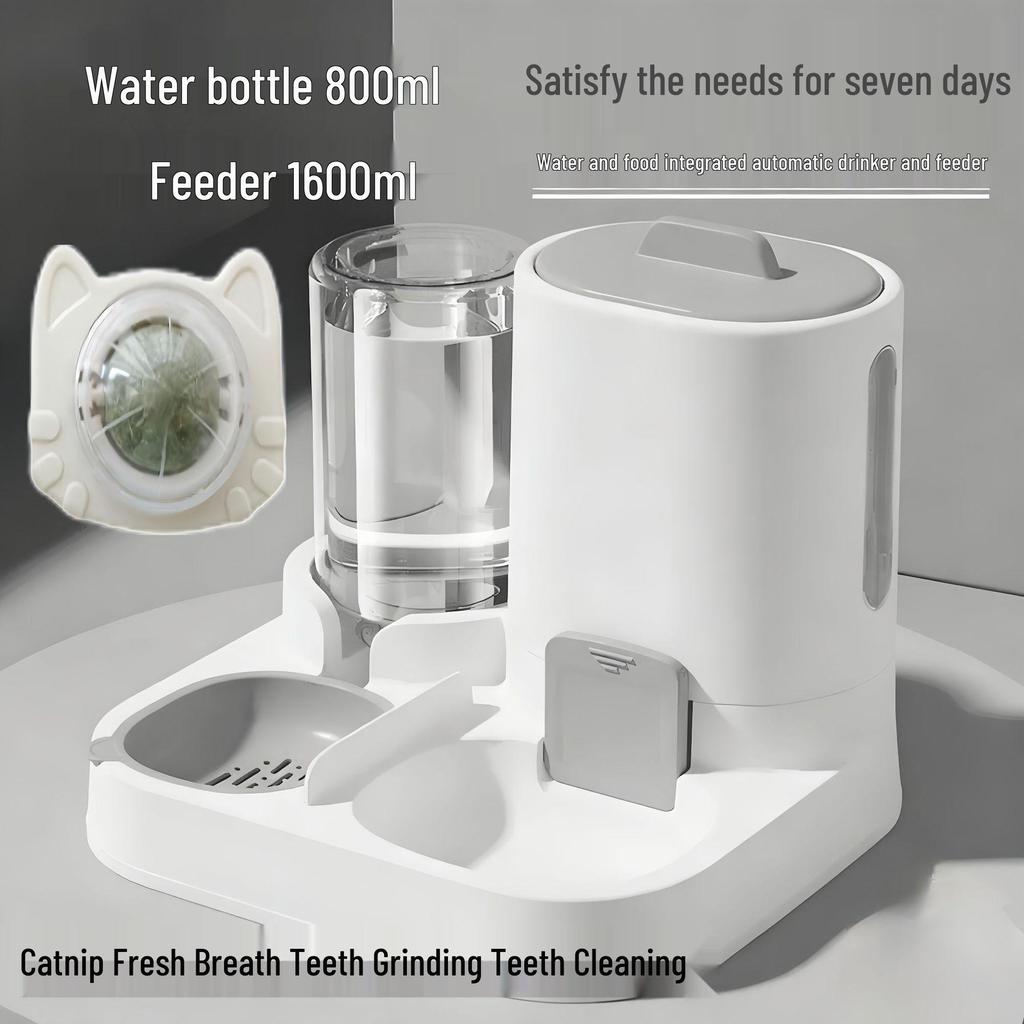 Automatic Cat Feeder & Water Dispenser - Large Capacity, 2-in-1 Pet Feeding Solution