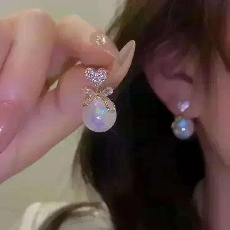 High-end Purple Golden Foil Crystal Ball Earrings For Women Fashionable Personalized Daily Accessory Party Jewelry Birthday Gift