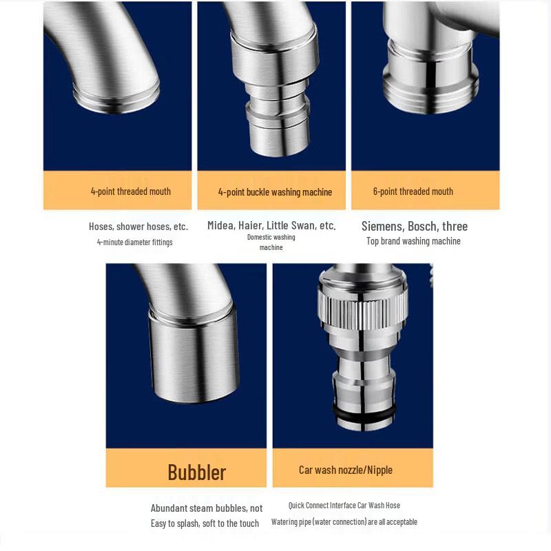 Xindrui Extended Alloy Dual-Outlet Washing Machine Faucet