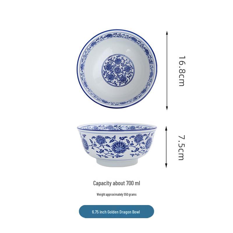 Chinese Golden Dragon Ceramic Noodle Bowl
