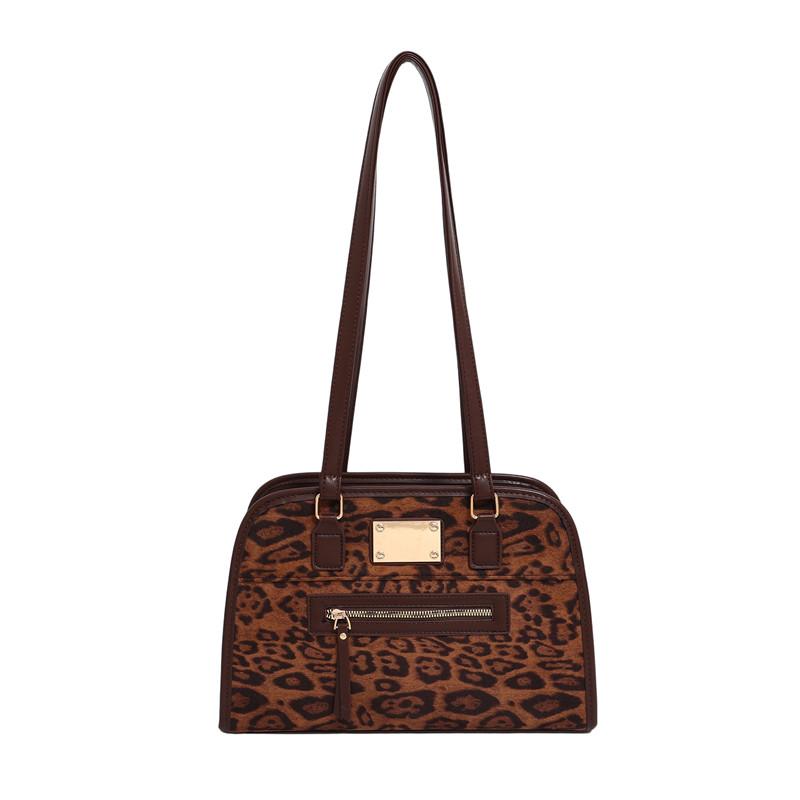 PU Leopard Large Capacity Casual Tote Autumn/winter Retro Versatile 2026 Women's Bags Commute Fashi Shoulder Bags