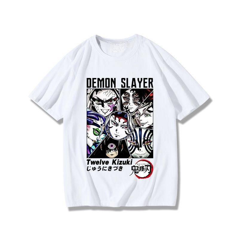 Demon Slayer Twelve Kizuki All Characters Print T Shirt Men Women Casual Short Sleeve O Neck Cotton Tee Tops
