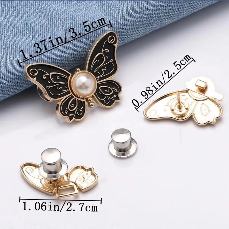 1Pc Butterfly Waist Button Jean Button Pin Reusable Clothing Fitting Tools For No Sewing Required Buttons Pants Decoration