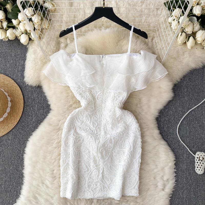 Elegant Flower Sexy One Piece Dress Women High Waist Ruffle Mini Strap  Dresses Female Korean Fashion Design Vacation Party Dress 2024  buy the  best products in the Ayzeze online store