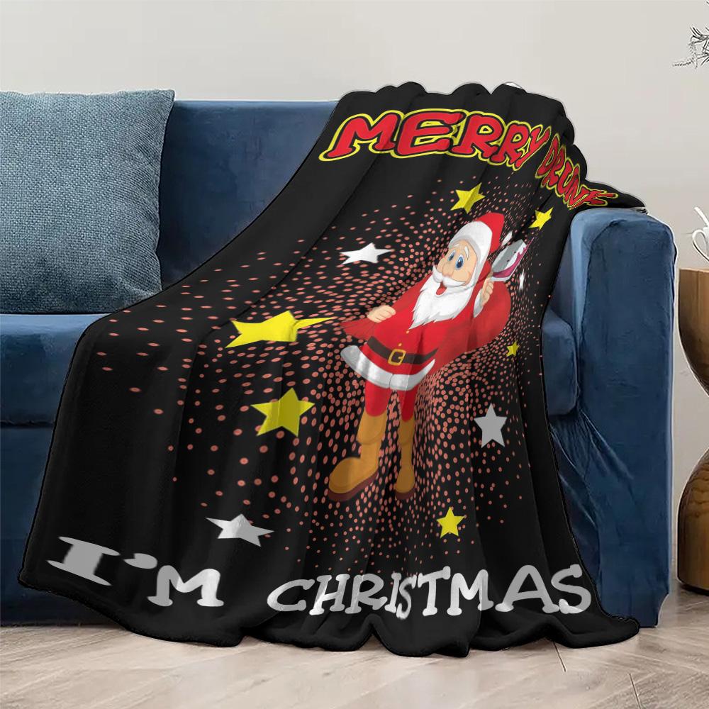 Tuniu Christmas Santa Blanket Soft Fleece Throw for Bedroom Sofa Gift Idea