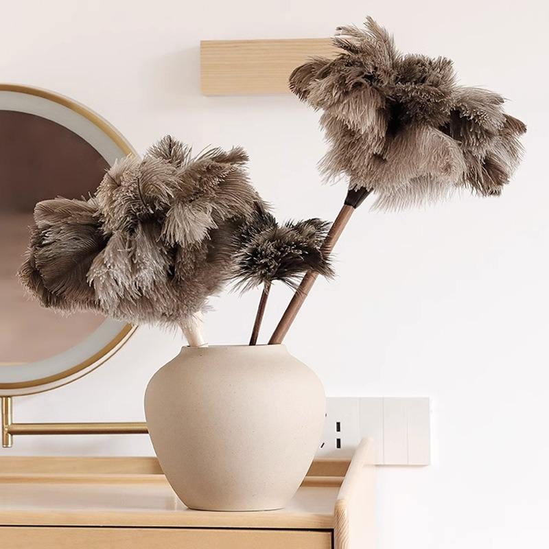 Genuine Ostrich Feather Duster Anti-static Lint-free Cleaning Brush for Home & Car Dust Removal
