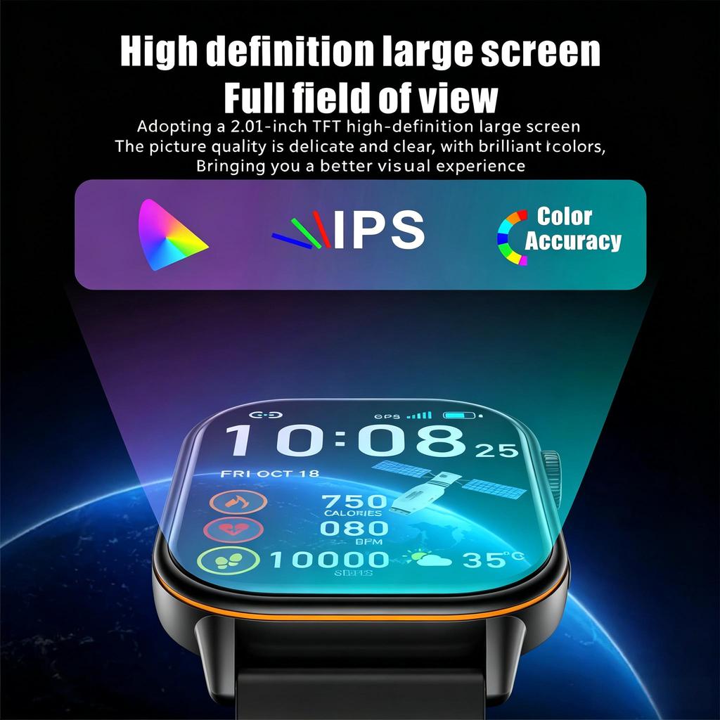 LUCKY START 2026 For Android IOS GPS Smart Watch Women 2.01" HD Screen Heart Rate Bluetooth Call Compass IP68 Waterproof Men Smartwatch
