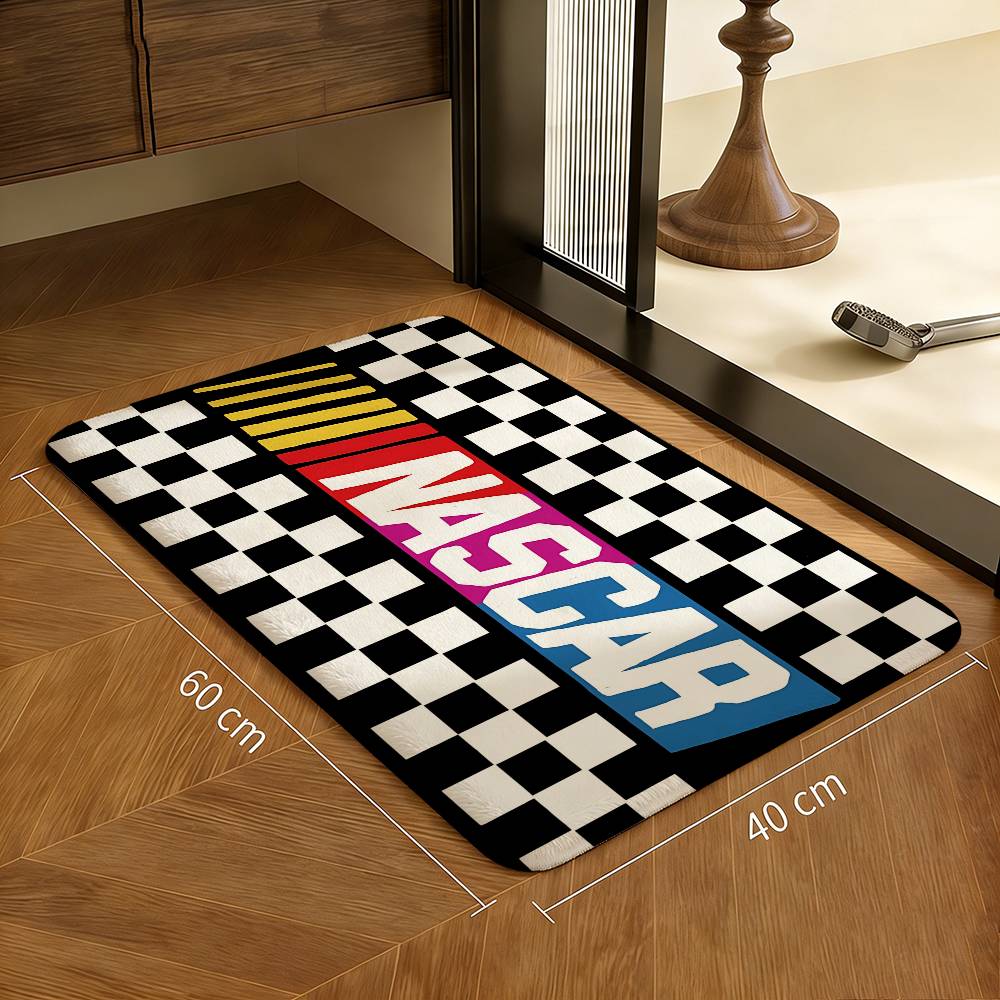 N-NASCARS Racing Car Bathroom Mat INS Style Soft Bedroom Floor House Laundry Room Mat Anti-skid Welcome Doormat