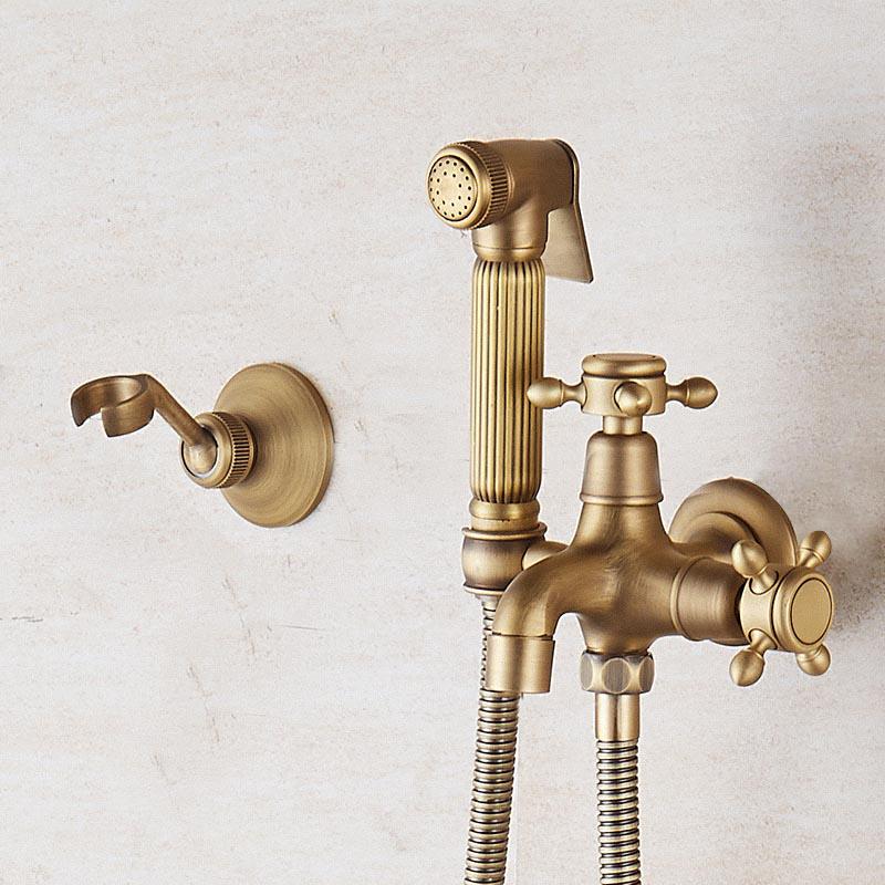 Ellen Toilet Spary Gun Set  Antique Bronze Copper Flushing Spary Cleaner Bidet Faucet Single Cold EL209A