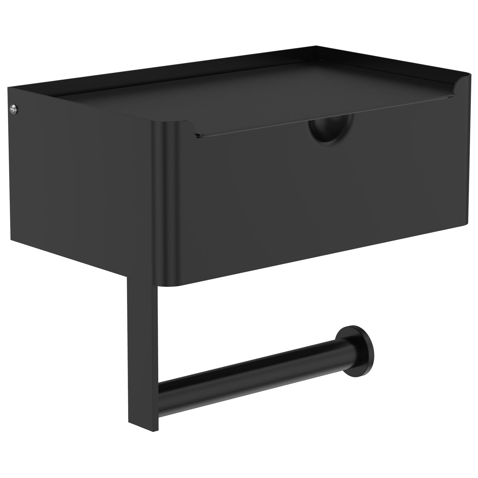 

Держатель для туалетной бумаги из нержавеющей стали, самоклеящаяся настенная вешалка для туалетной бумаги с ящиком для хранения домашних принадлежностей для ванной комнаты чёрный