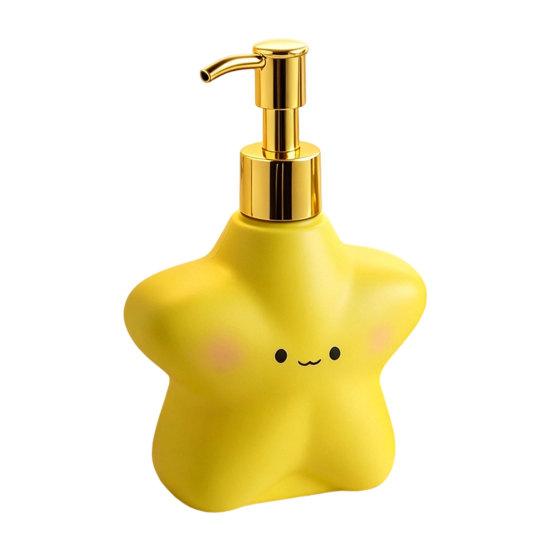 400ML Cartoon Star Soap Dispenser with Plastic Pump, Refillable Liquid Hand Soap Container, Empty Shower Gel Lotion Bottle for Bathroom