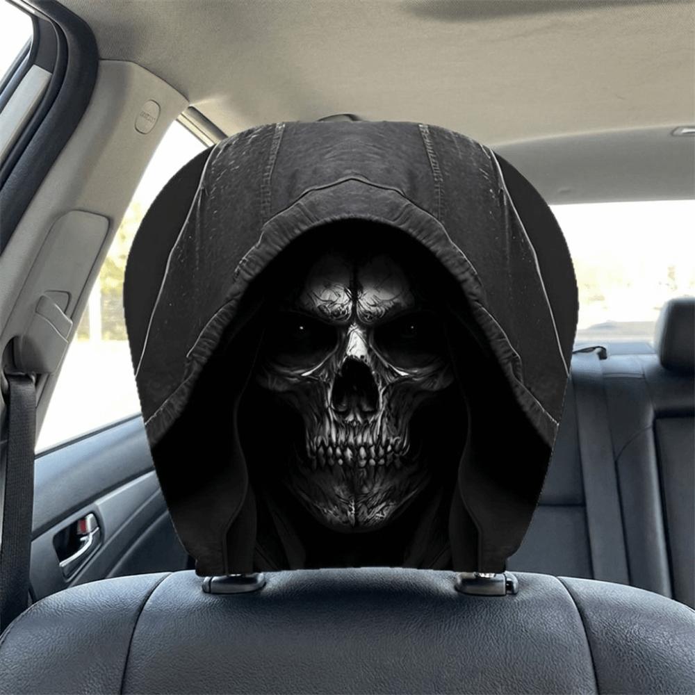Scary Face Print Seat Headrest Protectors Stain-Proof Oil-Proof Halloween Car Pillowcase Car Seat