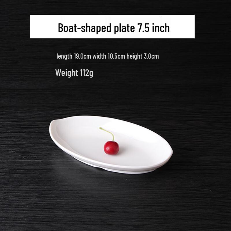 Qianxing A8 White Melamine Boat-Shaped Serving Plates