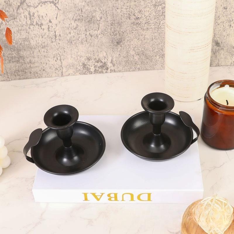 Candle Holders – Black 2pcs Retro Iron Taper Candlestick Holder Centerpieces for Wedding, Party, Xmas, Home Table Decor