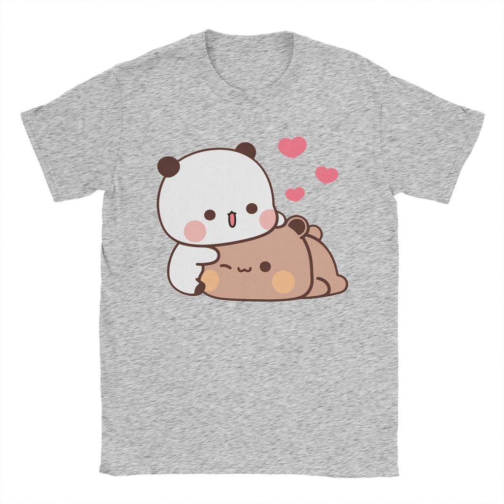 Panda Bear Bubu and Dudu TShirt for Men  Humor Cotton Tee Shirt Round Neck Short Sleeve T Shirts 4XL 5XL Tops