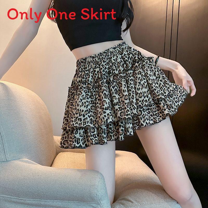 Leopard Print High Waist Mini Skirt With Pleated Design For Summer Fashion