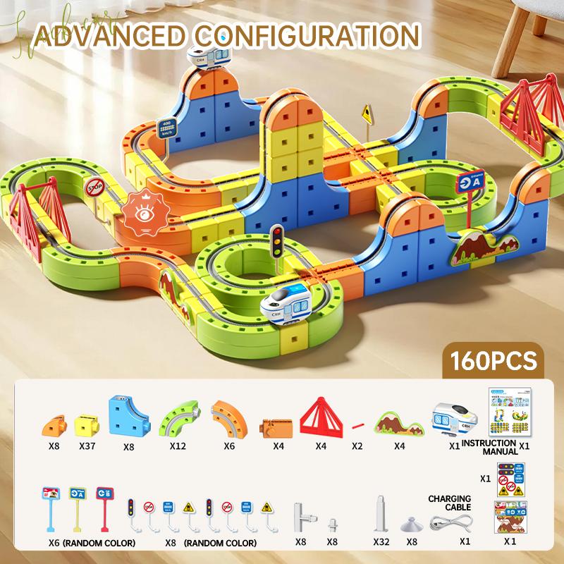 Non-Toxic Kids Magnetic Rail Car Cube Toys Educational Toy Diy Building Blocks Magical Track Train Gravity Maze Toy Christmas Gifts