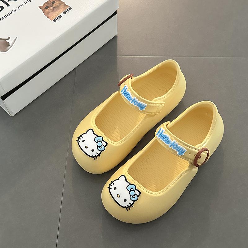 Cute and Simple Cartoon Hello Kitty Bag Head Single Shoes Women's Summer 2025 New Fashion Outside Breathable Sandals