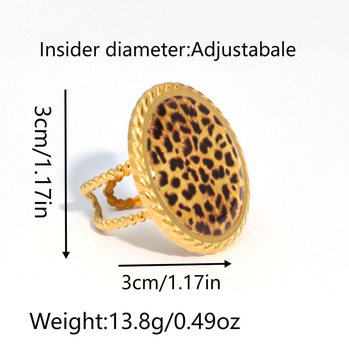 

Stainless Steel Leopard Print Open Finger Geometric Ring - Autumn/Winter Retro High-End Jewelry