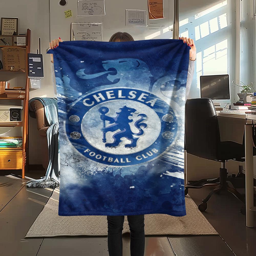 The Blues Logo Print FlAannel Blanket, High Quality Comfortable for All Seasons, Home Decor, Warmth and Comfort