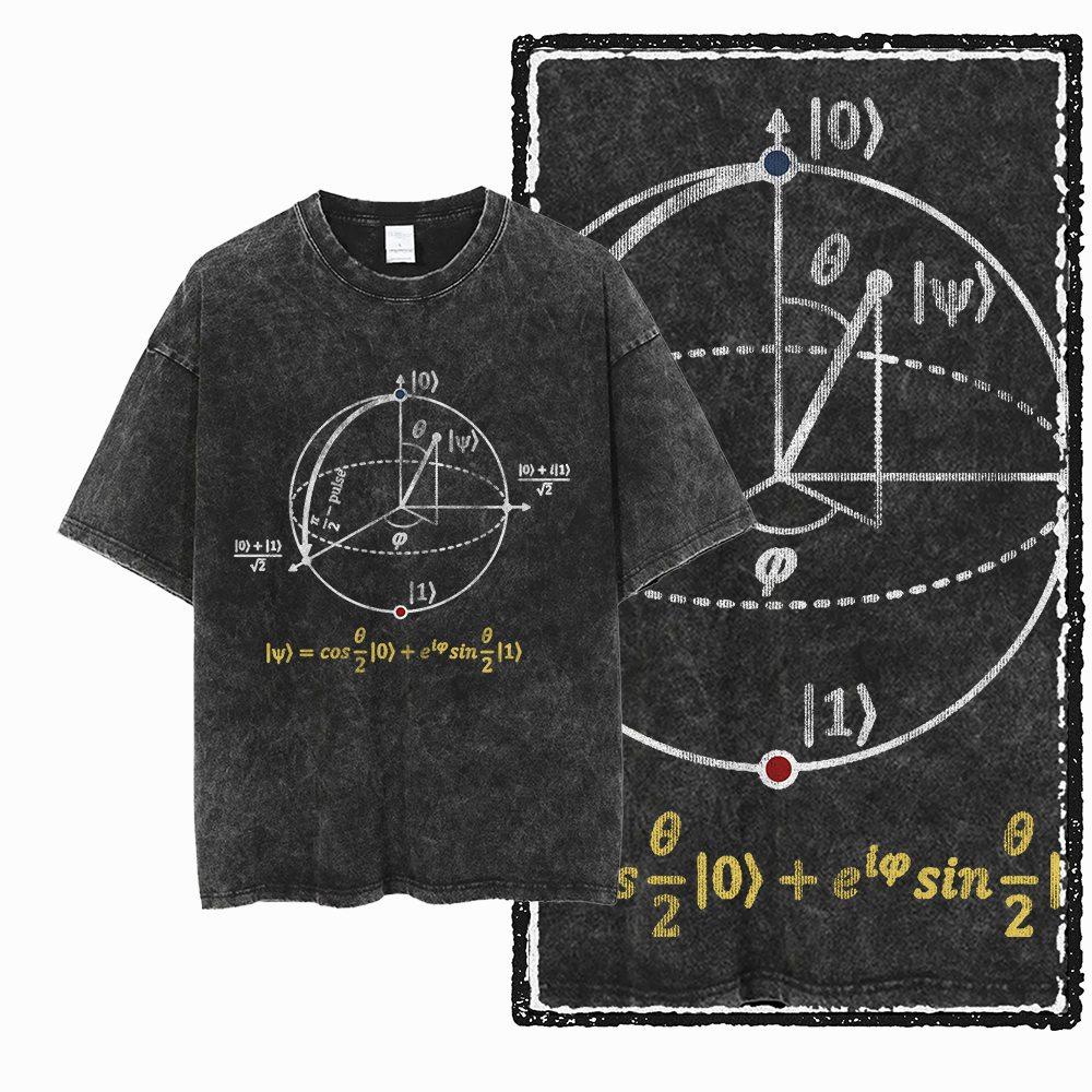 2026 Hot Sale Math Graphic Washed Distress T-Shirt Men Women High Street Graphic Tee Vintage Men's Tshirt Retro Streetwear Tee Shirt Short Sleeve Top