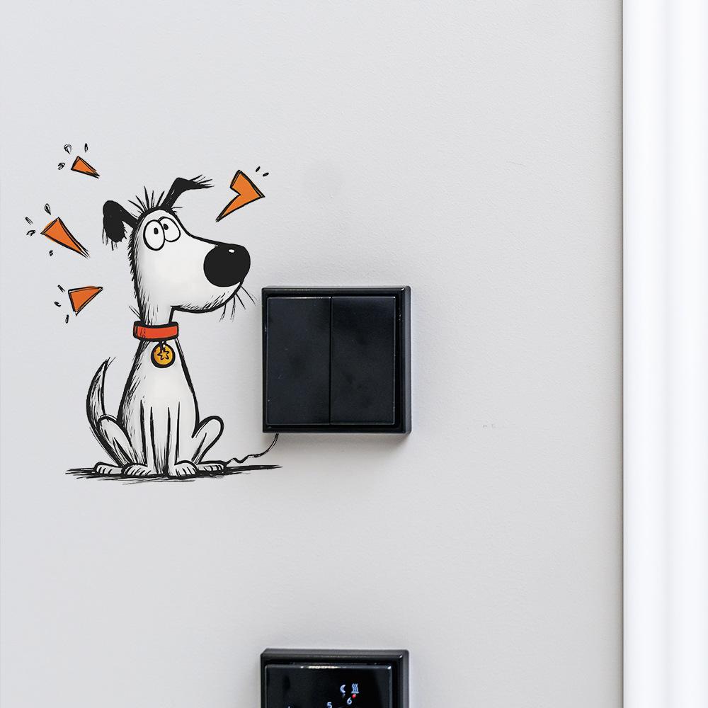 Cartoon Niedlicher Welpe Schalterplatten-Aufkleber für Kinderzimmer Schlafzimmer Wanddeko Selbstklebend Abnehmbare Folie