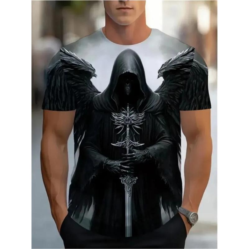 Modisches Herren-Rundhals-Kurzarm-3D-Casual-Farbprint-Casual-Kurzarm-Rundhals-T-Shirt