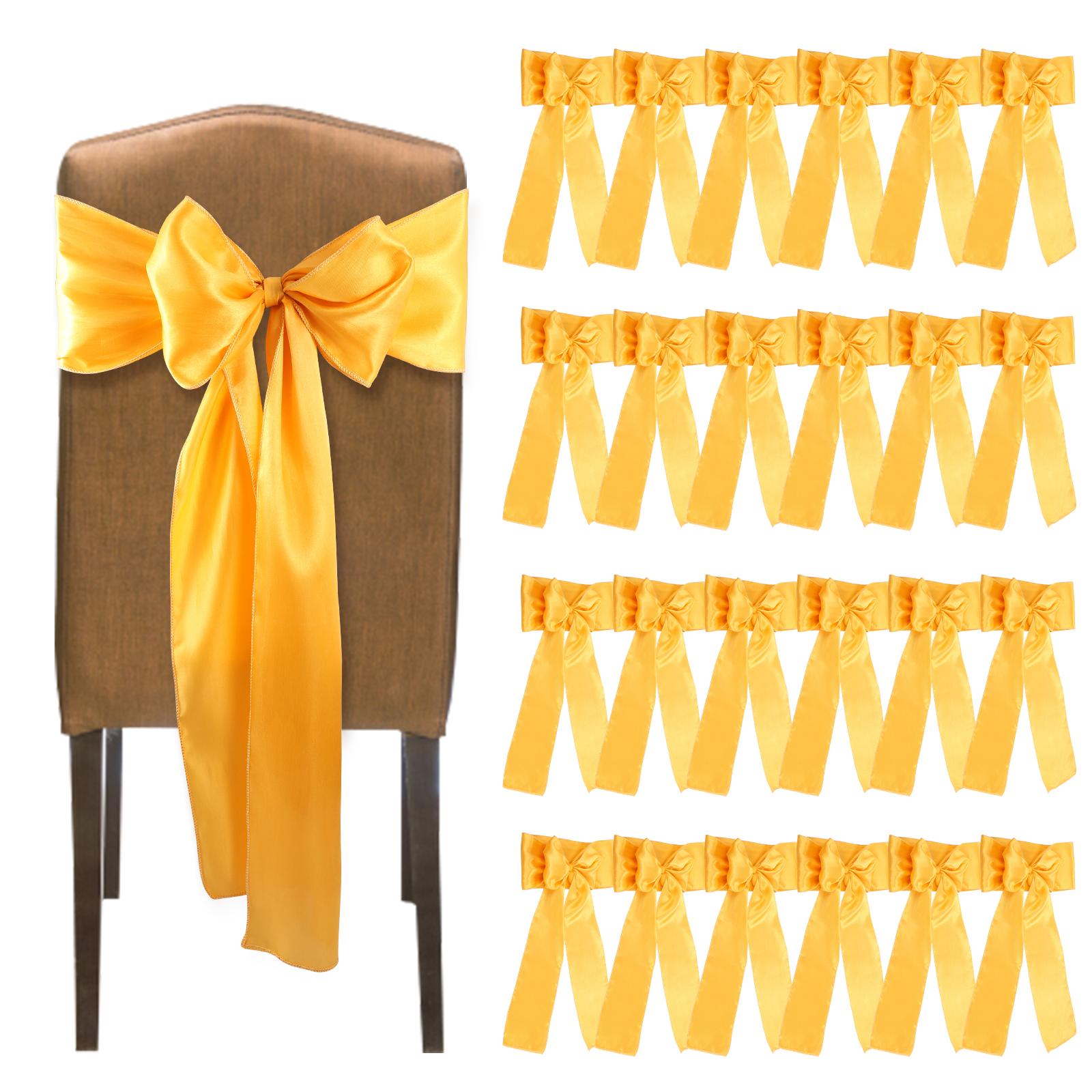 

25Pcs Satin Chair Sashes Bows Party Banquet Decor Wedding Birthday Party Hotel Event Chair Cover Decoration