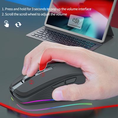 Bluetooth Kablosuz Fare USB Bilgisayar Fare Oyuncu RGB Işıklı Sessiz Ergonomik Fare 2400DPI Optik Fare PC Oyuncu Dizüstü Bilgisayar İçin