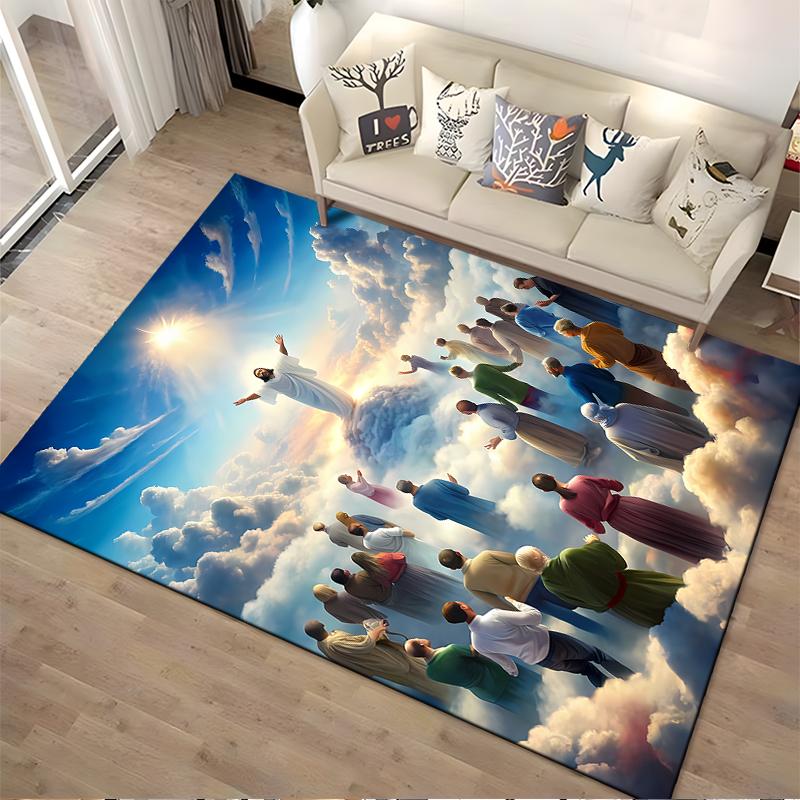Heavenly Gathering in Clouds Rug Non-slip rug suitable for living room and bedroom sofas.