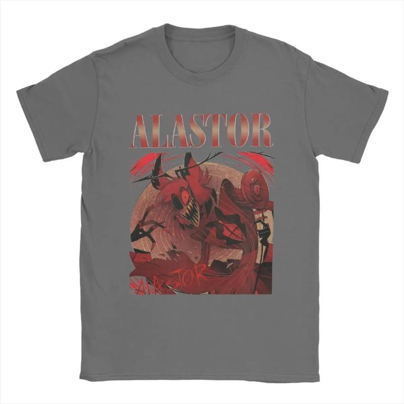 Ανδρικά Μπλουζάκια Alastor Hazbins Hotels Χαρακτήρες Καθαρό Βαμβακερό Ρούχο Πρωτότυπο Κοντομάνικο Μπλουζάκι με Στρογγυλή Λαιμόκοψη Μοναδικά Μπλουζάκια