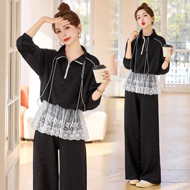 

2025 Весенняя Мода Кружевная Куртка и Комплект Брюк Широкого Покроя RX9210 XL (128-140 jin)