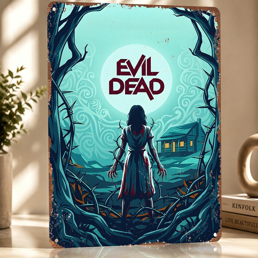 Evil Dead Horror Movie Art Poster Retro D Printed Metal Signs Customized Wall Hanging Gift for Decoration Room Tin Sign Bedroom
