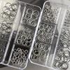 6 Grids Mix Punk Piercing Perforable Round Circle Ring White K Gun Black Alloy Nail  Decorations Manicure Charms