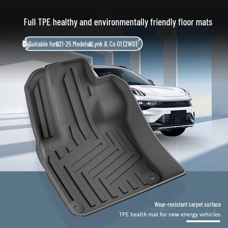 Durable TPE Floor & Trunk Mats for 21-25 Lynk & Co 01 Two-Wheel Drive, includes Backrest Mat