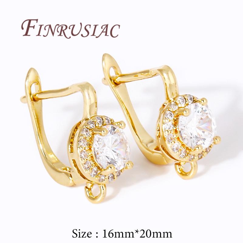 Fasteners For Earrings 18K Gold Plated Brass Earring Hooks Earwires French Crystal Earring Fixtures,DIY Jewelry Making Supplies
